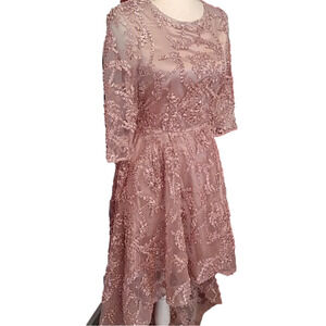 Pink Ribbon Detail Hi-Low Dress S